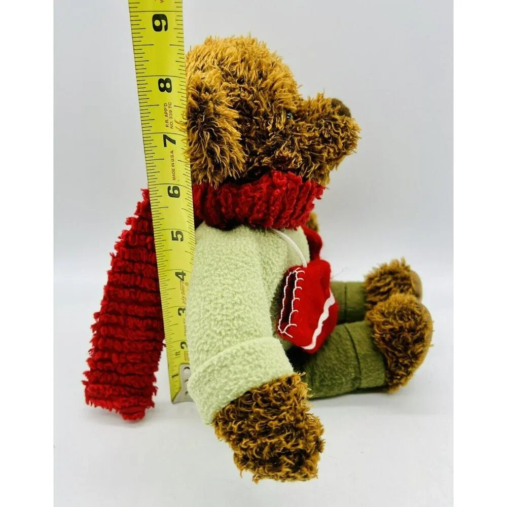 Hallmark Teddy Bear Plush Red Scarf and Mittens with Green Shirt Christmas‎